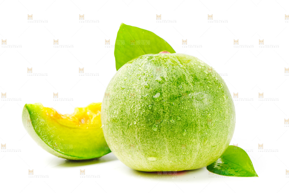 白底上放着绿宝甜瓜