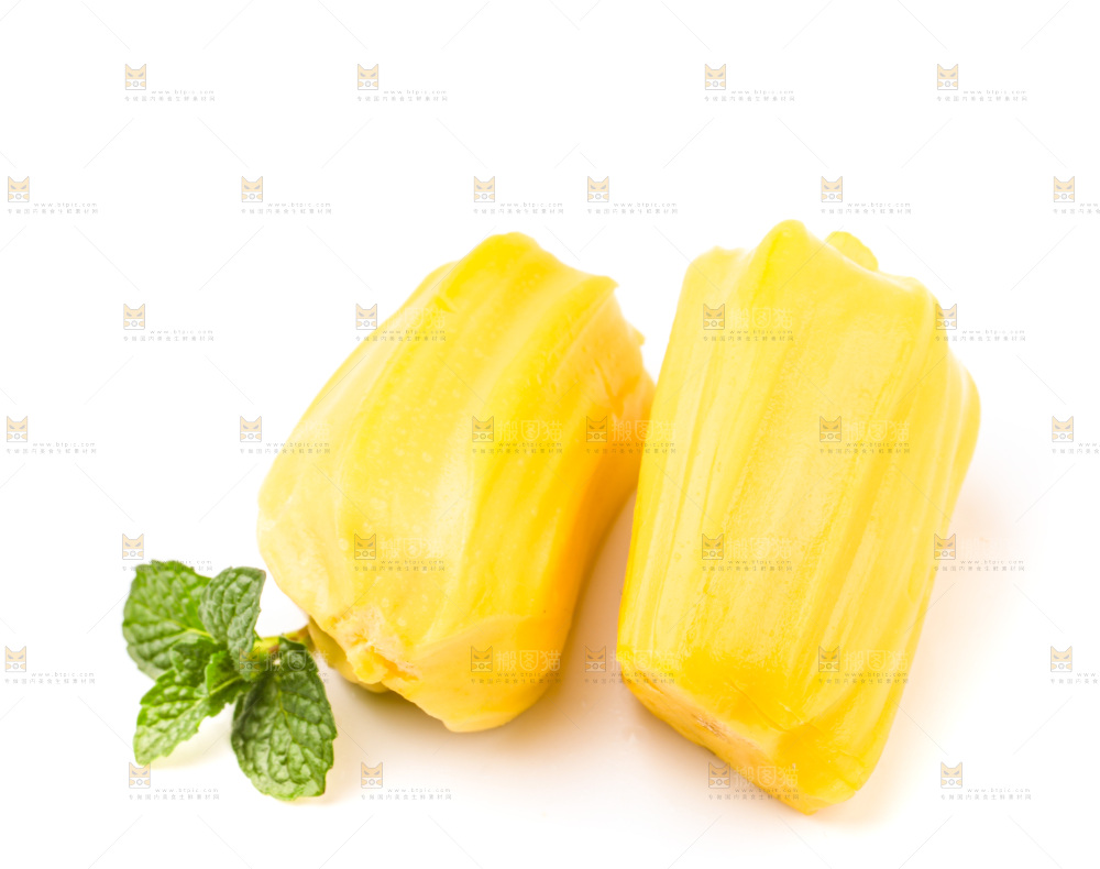 白底上的黄肉菠萝蜜