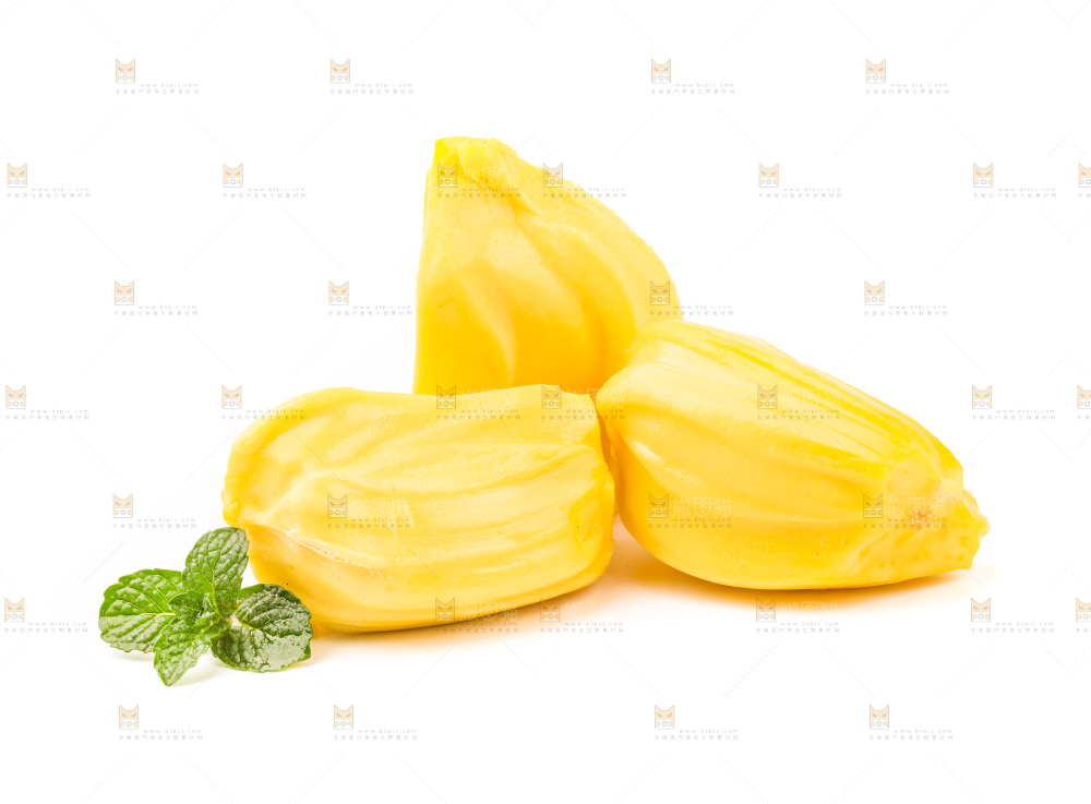 白底上的黄肉菠萝蜜