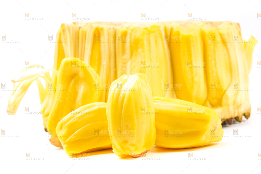 白底上的黄肉菠萝蜜