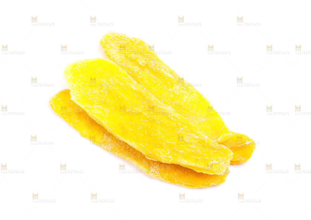 白底上放着芒果干片