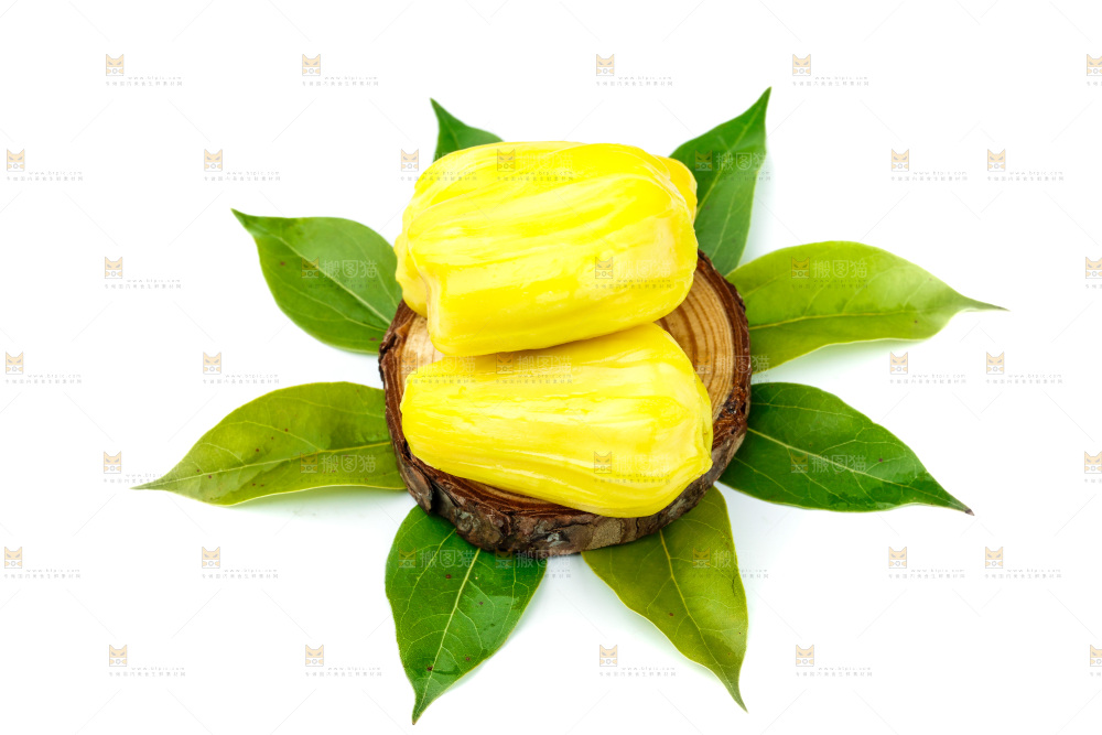 白底上的黄肉菠萝蜜