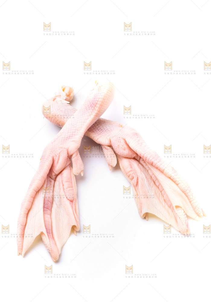 白底上放着鸭掌