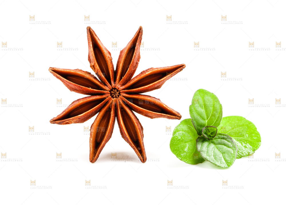 白底上放着八角