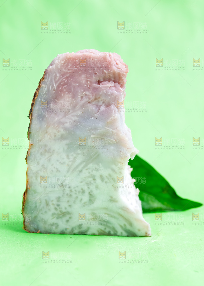 绿底上的荔浦芋头果肉