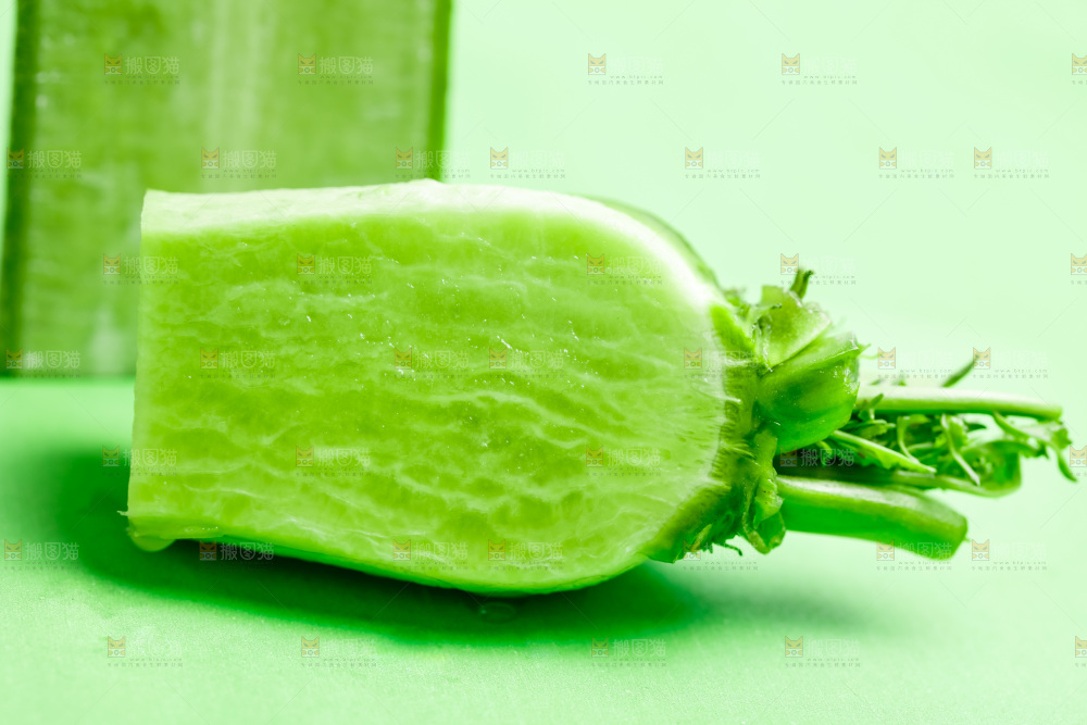 绿底上放着绿萝卜
