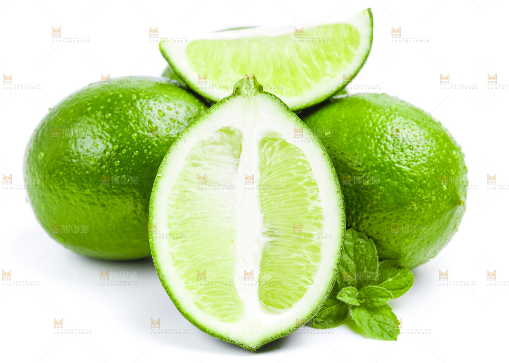 白底上放着香水柠檬