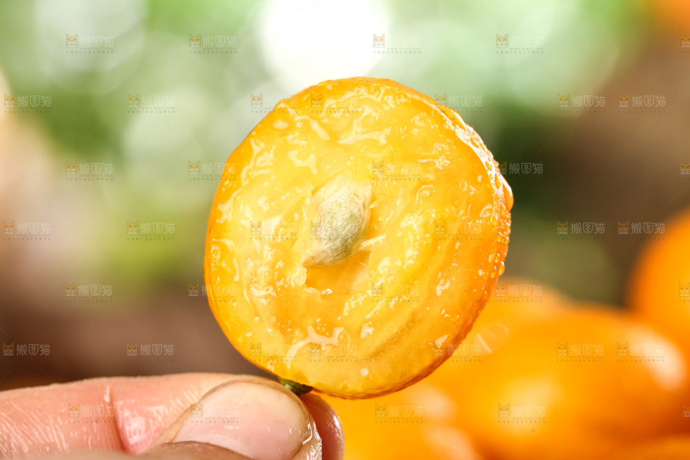 手里拿着金桔