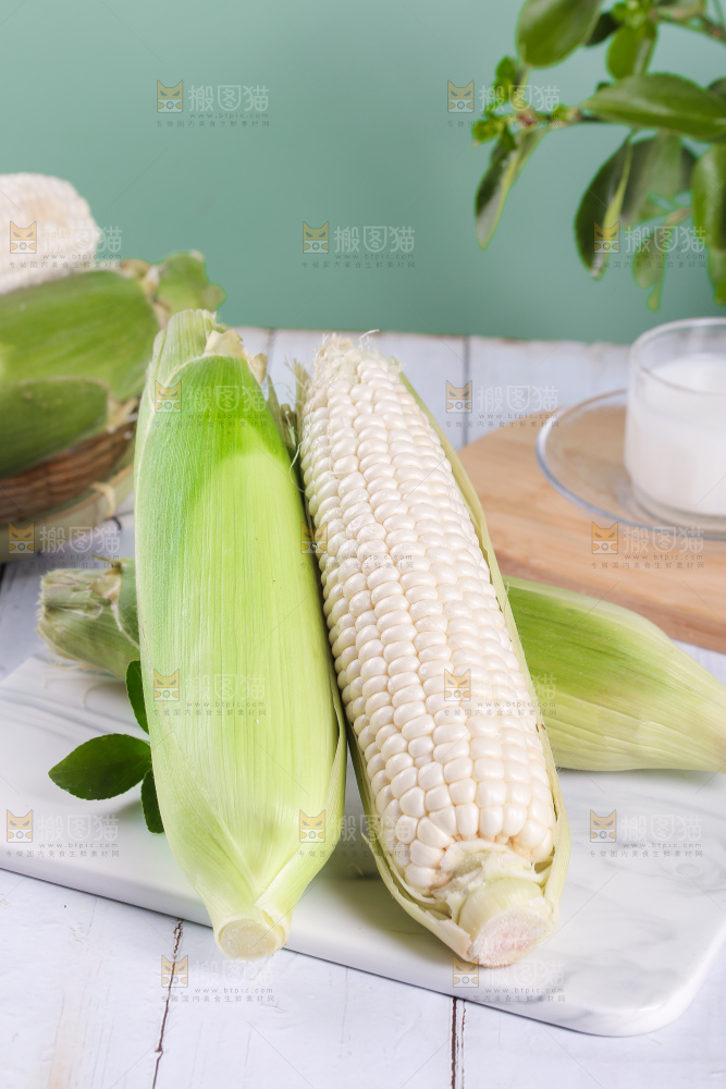 一堆白糯玉米棒