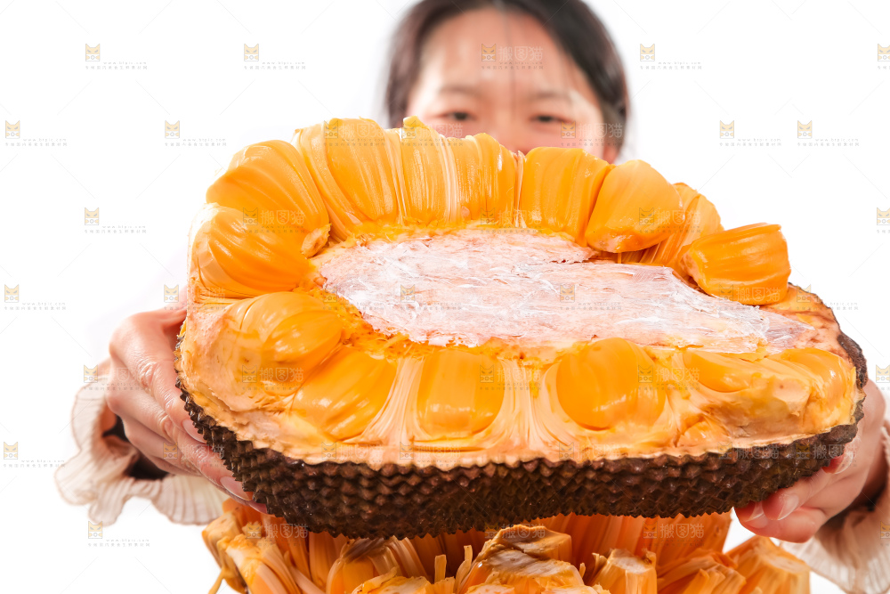 手里捧着进口红肉菠萝蜜