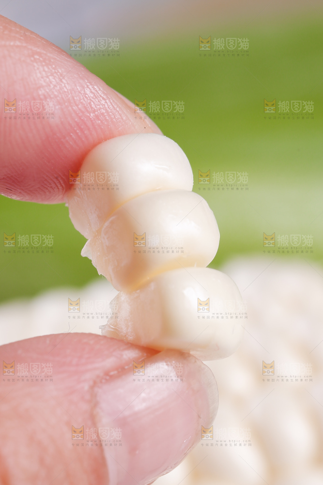 手里拿着白糯玉米粒
