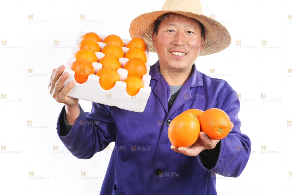 手里拿着脐橙