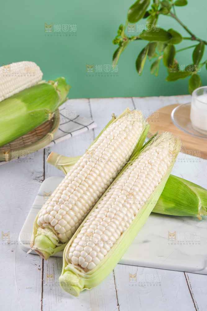 一堆白糯玉米棒