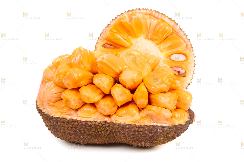 白底上放着红肉菠萝蜜