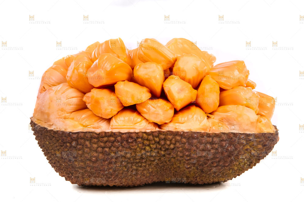白底上放着红肉菠萝蜜
