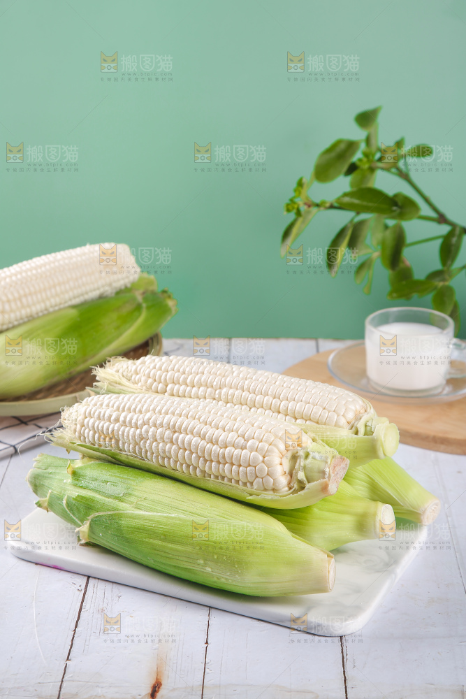 一堆白糯玉米棒