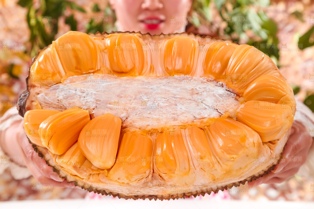 手里抱着进口红肉菠萝蜜