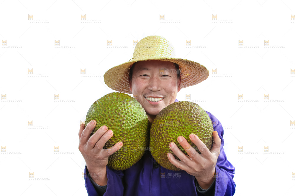 农民手里抱着菠萝蜜