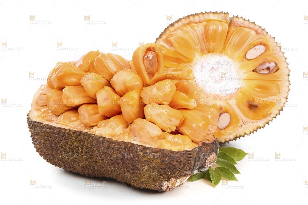 白底上放着红肉菠萝蜜