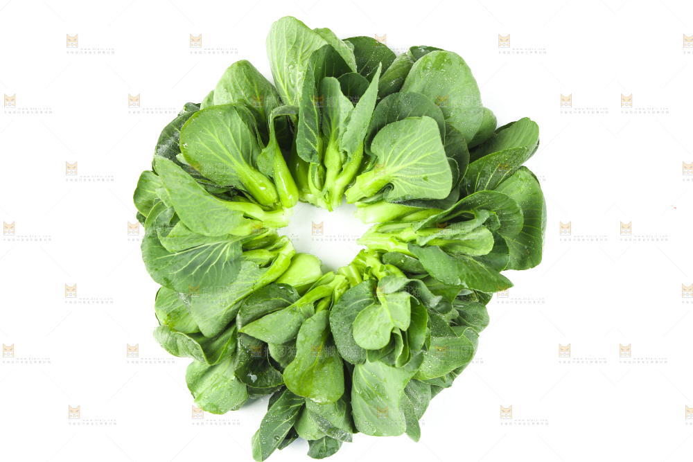 白底上放着青菜