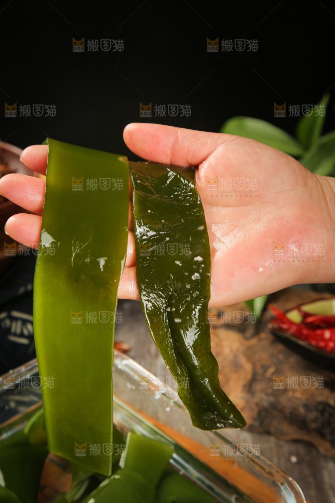 手里拿着海带片