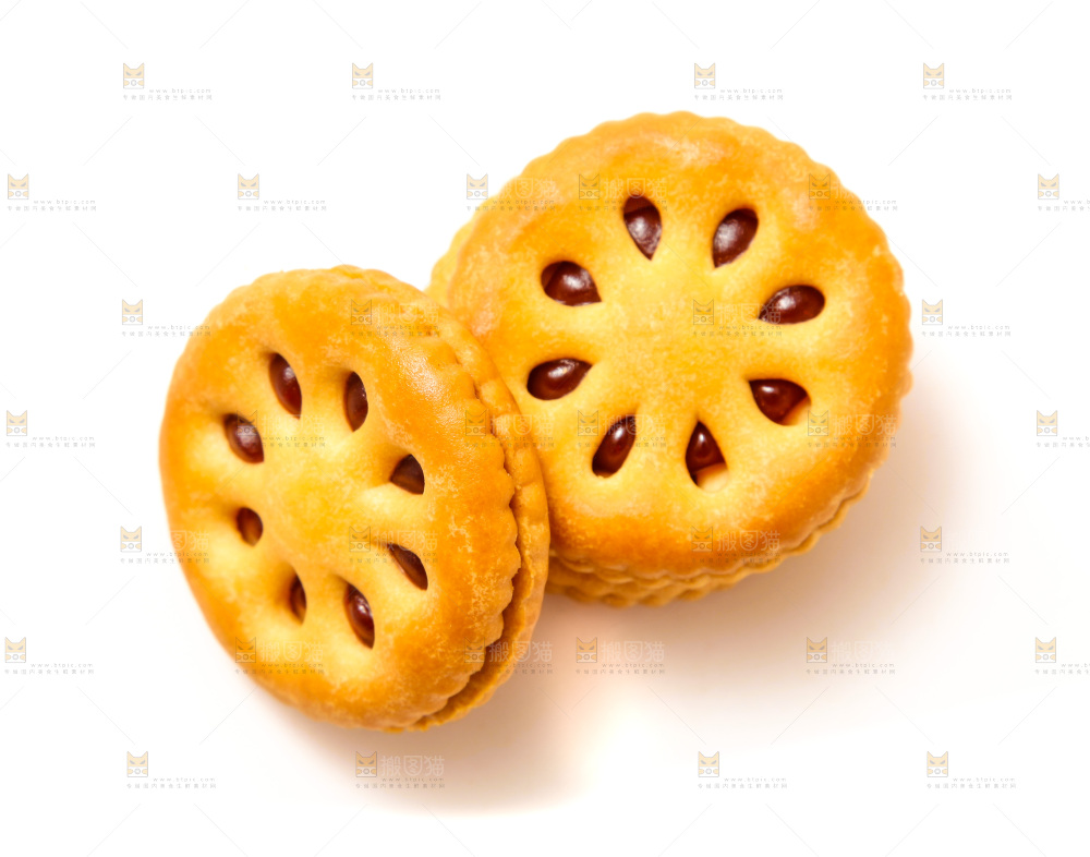 白底上的果酱夹心饼干