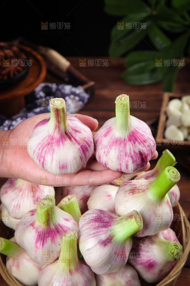 手里拿着大蒜