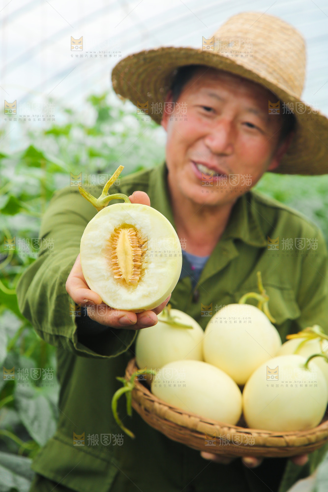 手里拿着阎良甜瓜