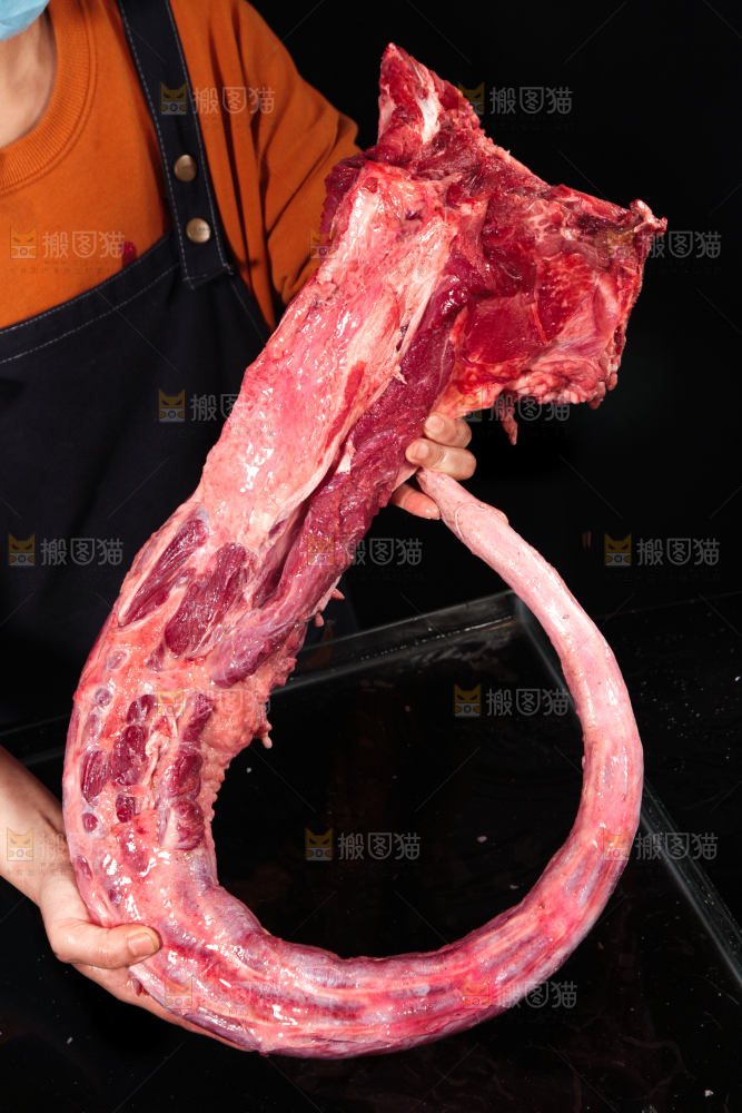 手里拿着整条牛尾