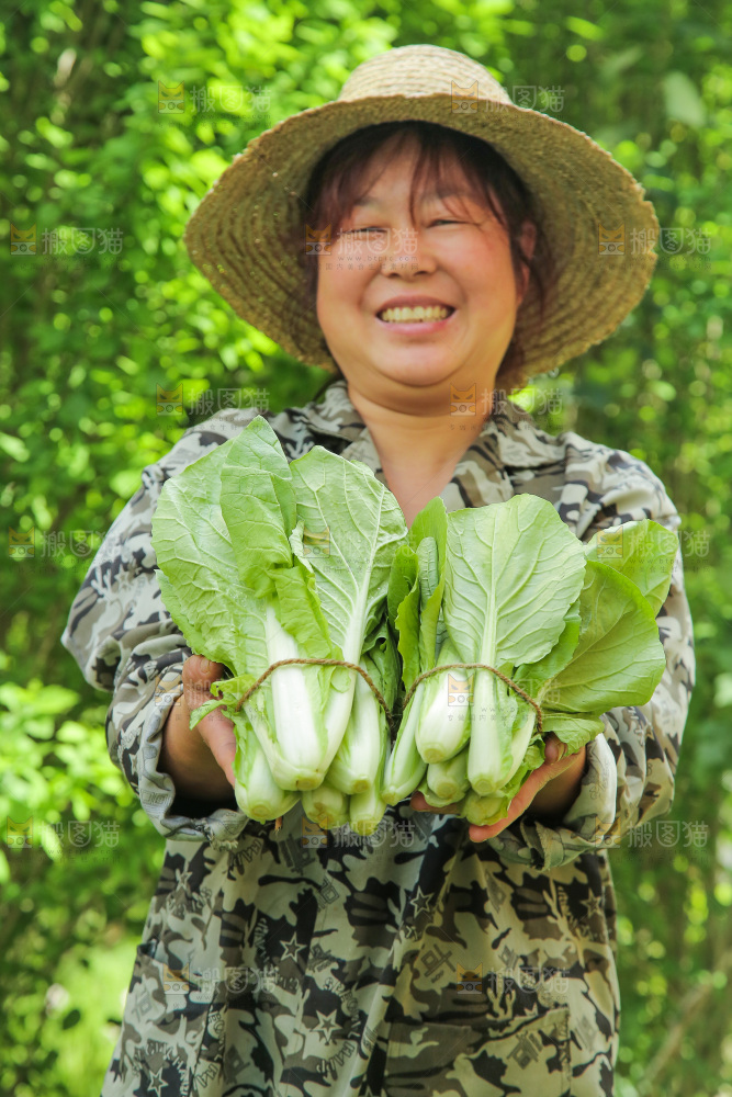 手里拿着小白菜