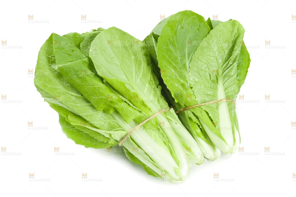 白底上放着一堆小白菜