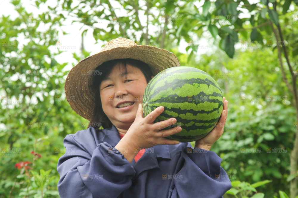 手里抱着西瓜