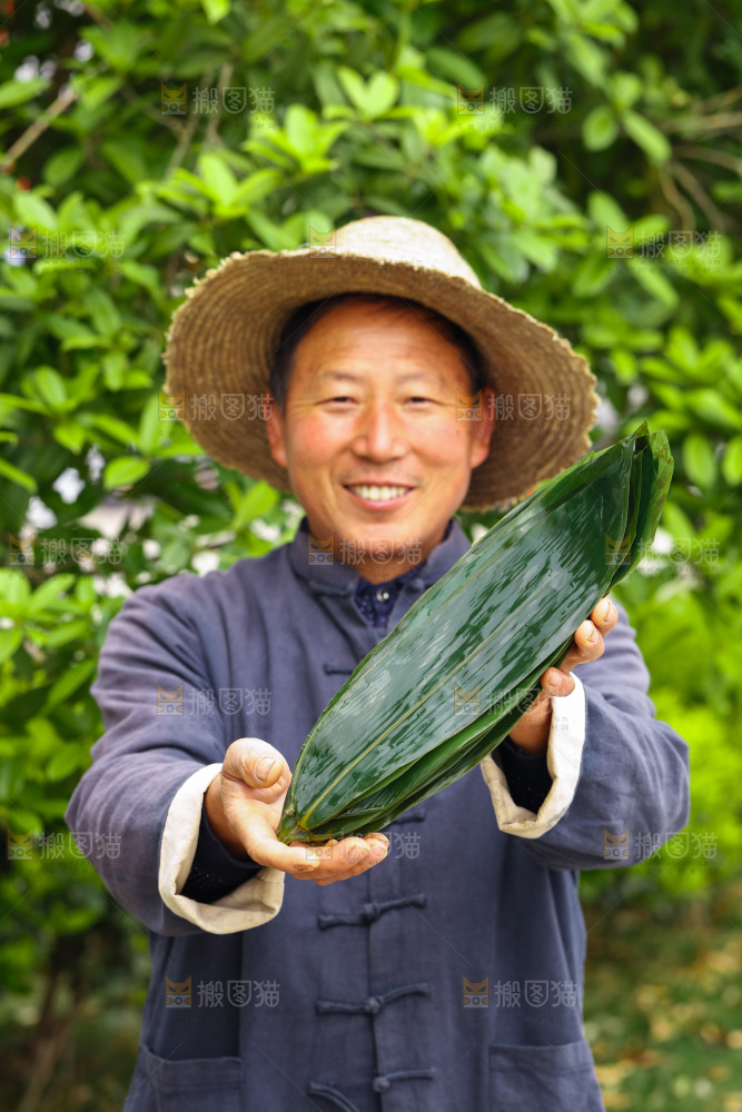手里拿着粽叶