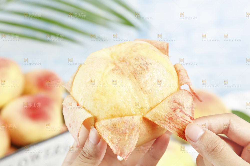 手里撕着水蜜桃皮