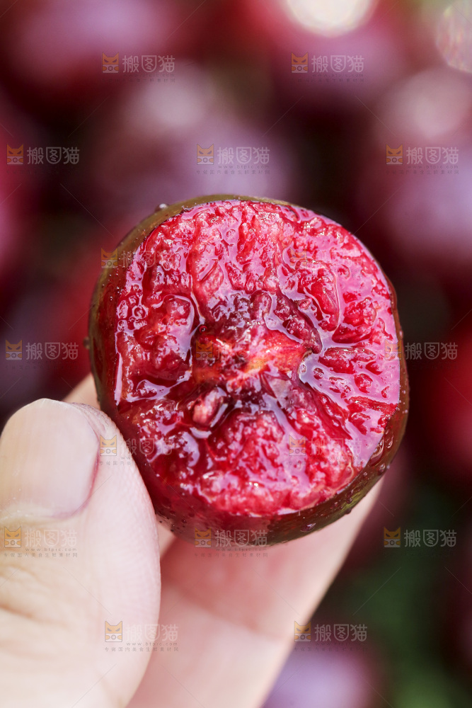 手里拿着大樱桃