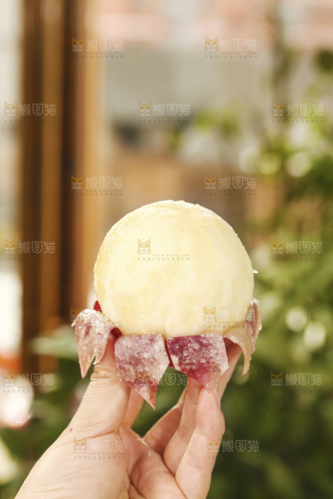 手里拿着阳山水蜜桃