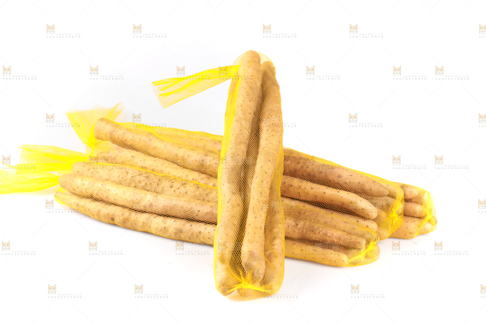 白底上放着一堆铁棍山药