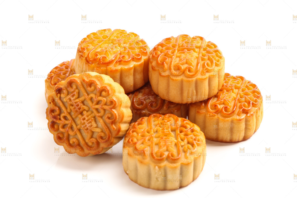 白底上的广式蛋黄月饼