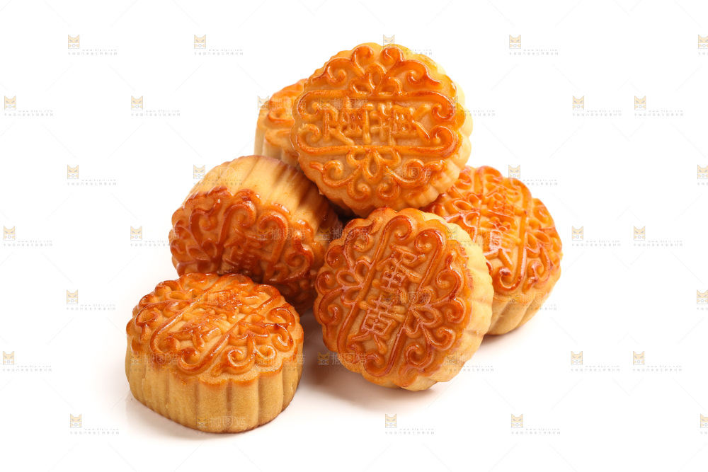 白底上的广式蛋黄月饼
