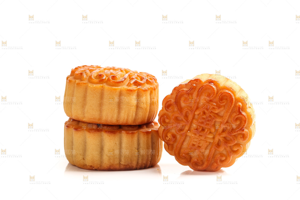 白底上的广式蛋黄月饼