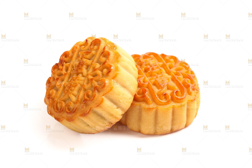 白底上的广式蛋黄月饼
