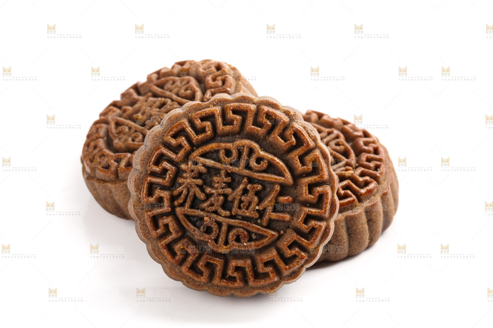 白底上的荞麦五仁月饼