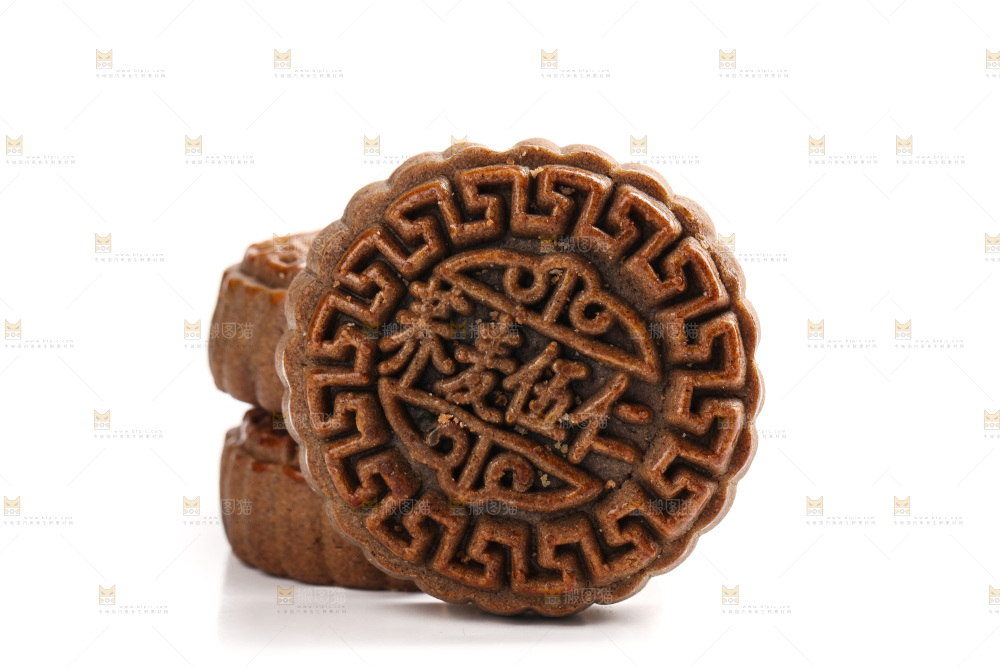 白底上的荞麦五仁月饼