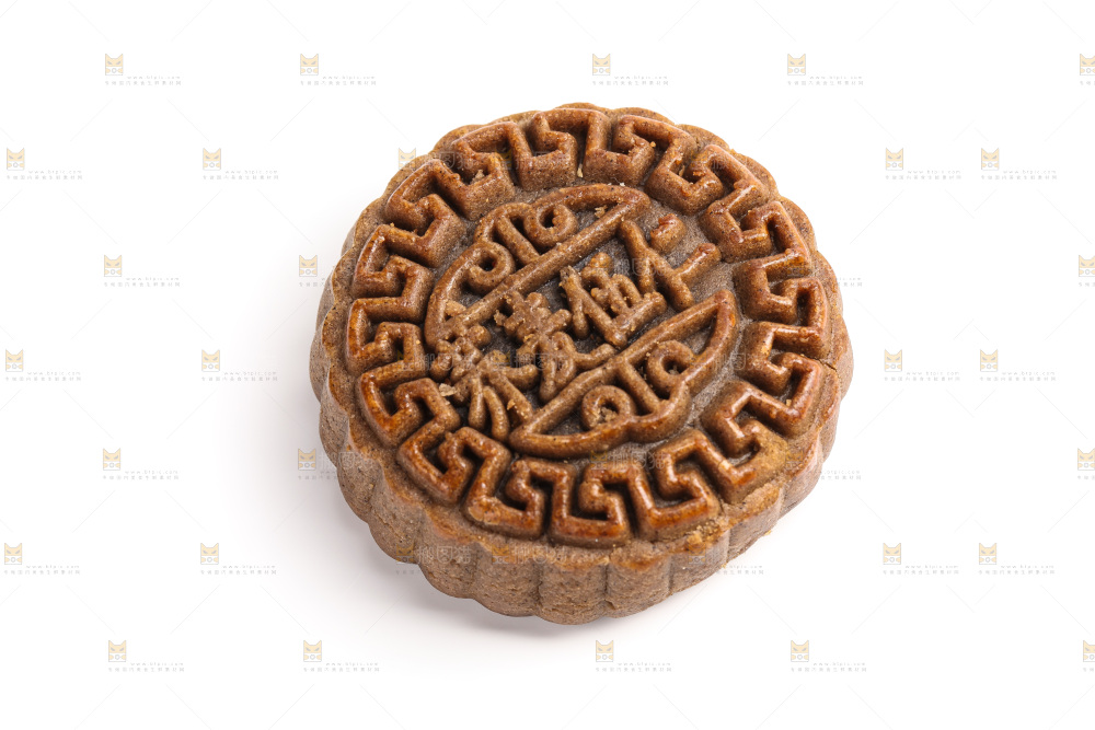 白底上的荞麦五仁月饼