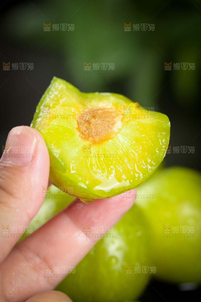 手上拿着蜂糖李
