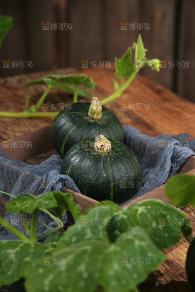 木底上放着贝贝南瓜