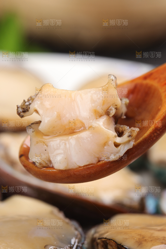 勺子上舀着鲍鱼