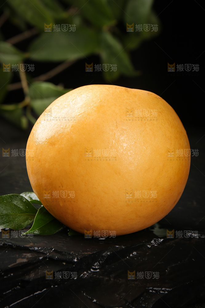 黑底上摆放着秋月梨