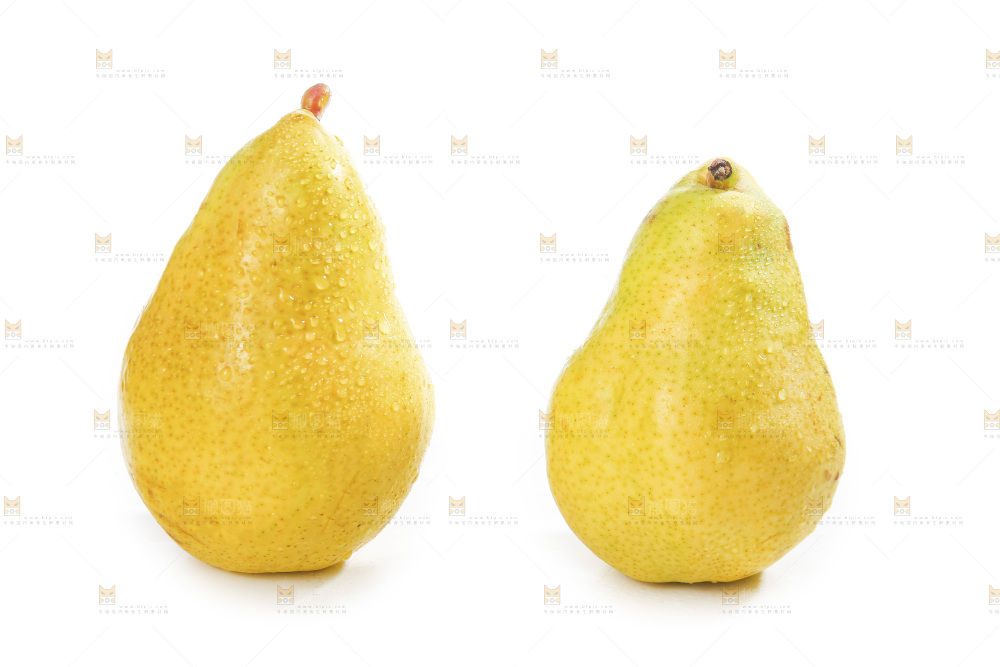 白底上的新鲜太婆梨