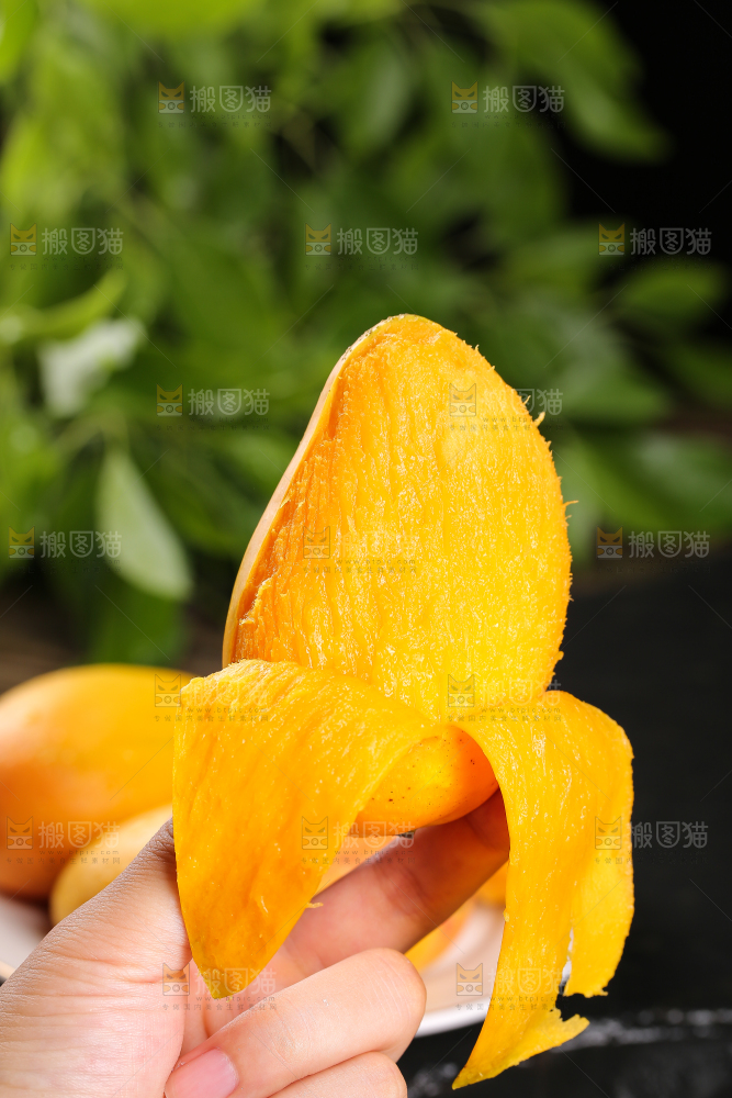 手拿着剥皮的新鲜台芒